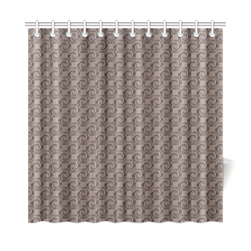 3D SQUARES SPIRALS MOSAIC pattern - brown beige Shower Curtain 72"x72"