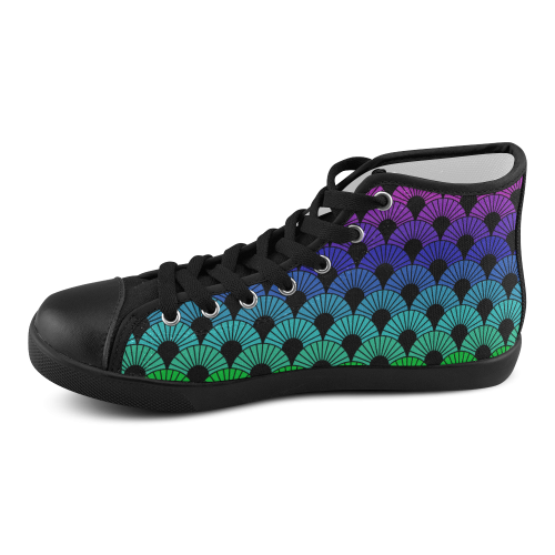 Model002 Artsadd Custom Cyan Polka Dots High Top Canvas Shoes for Men