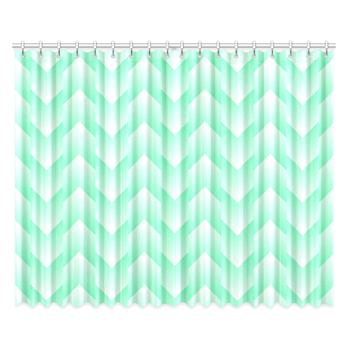 Mint Green and White Pattern Window Curtain 52"x84"(Two Pieces)