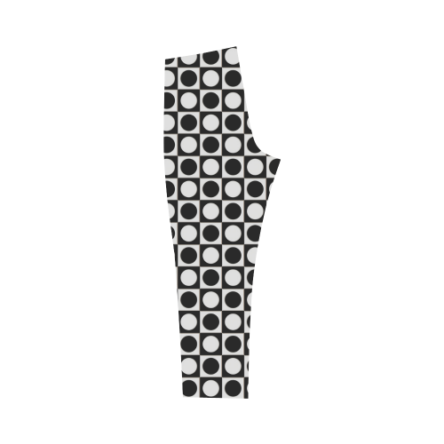 Modern DOTS in SQUARES pattern - black white Capri Legging (Model L02)