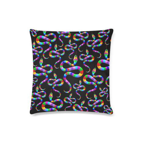 Snake Psychedelic Rainbow Colors Custom Zippered Pillow Case 16"x16"(Twin Sides)
