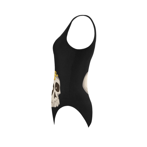 halloween - skull with candle Vest One Piece Swimsuit (Model S04)