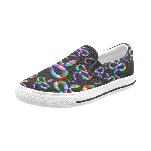 Snake Psychedelic Rainbow Colors Men's Slip-on Canvas Shoes (Model 019)