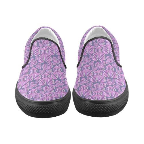 Modern abstract FLOWERS pattern - pink blue Men's Unusual Slip-on Canvas Shoes (Model 019)