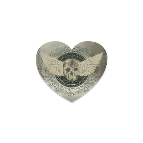 Skull with wings and roses on vintage background Heart Coaster