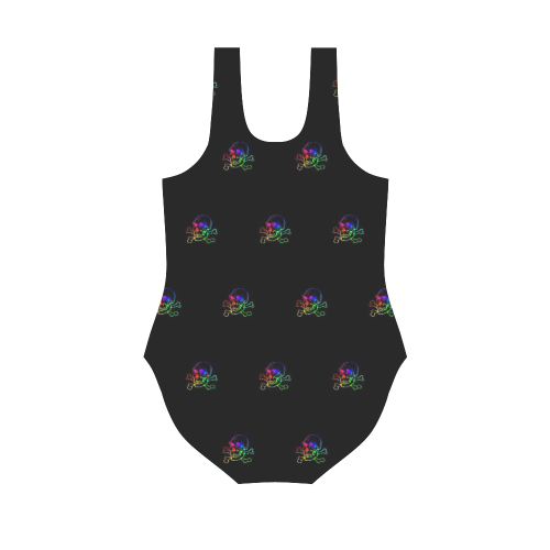 Skull 816 (Halloween) rainbow pattern Vest One Piece Swimsuit (Model S04)