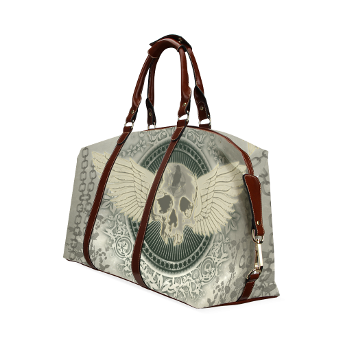 Skull with wings and roses on vintage background Classic Travel Bag (Model 1643)