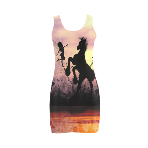 Wonderful fairy with foal in the sunset Medea Vest Dress (Model D06)