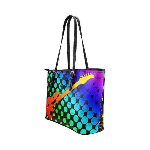 Fire Guitar Abstract Music by ArtformDesigns Leather Tote Bag/Large (Model 1651)