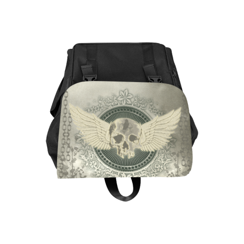 Skull with wings and roses on vintage background Casual Shoulders Backpack (Model 1623)