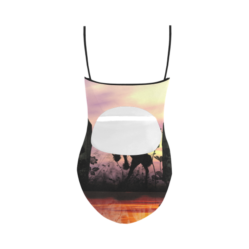 Wonderful fairy with foal in the sunset Strap Swimsuit ( Model S05)