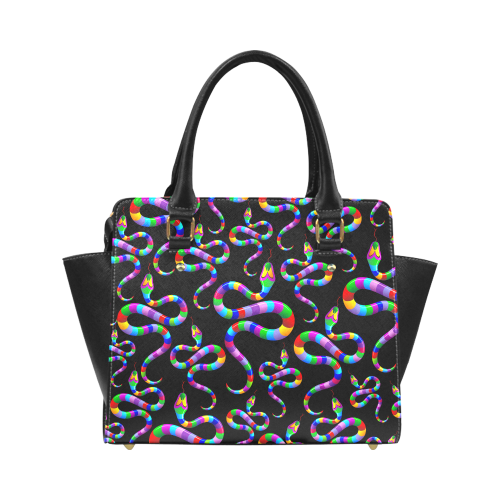 Snake Psychedelic Rainbow Colors Classic Shoulder Handbag (Model 1653)