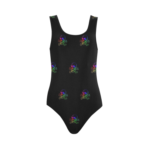 Skull 816 (Halloween) rainbow pattern Vest One Piece Swimsuit (Model S04)