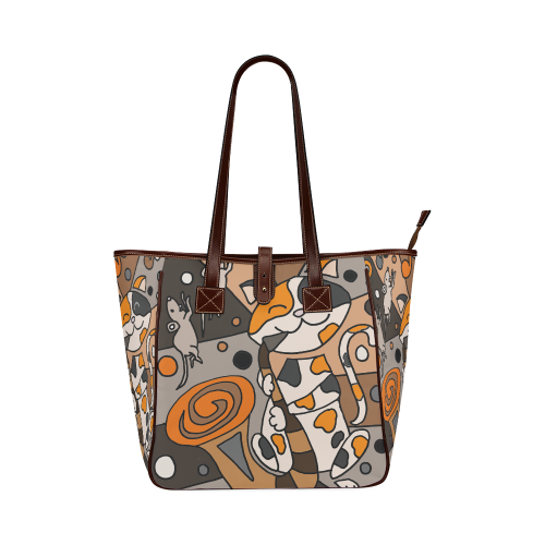Funny Calico Cat Playing the Saxophone Abstract Art Classic Tote Bag (Model 1644)