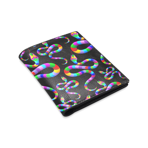 Snake Psychedelic Rainbow Colors Men's Leather Wallet (Model 1612)