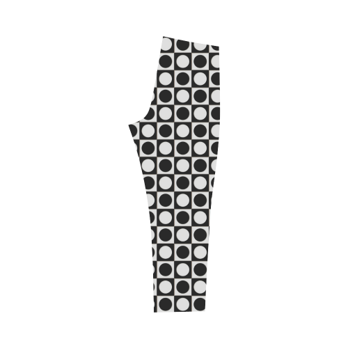 Modern DOTS in SQUARES pattern - black white Capri Legging (Model L02)