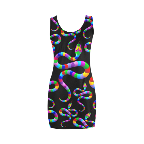 Snake Psychedelic Rainbow Colors Medea Vest Dress (Model D06)