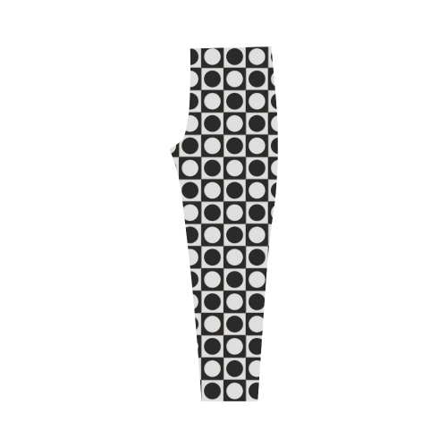 Modern DOTS in SQUARES pattern - black white Capri Legging (Model L02)