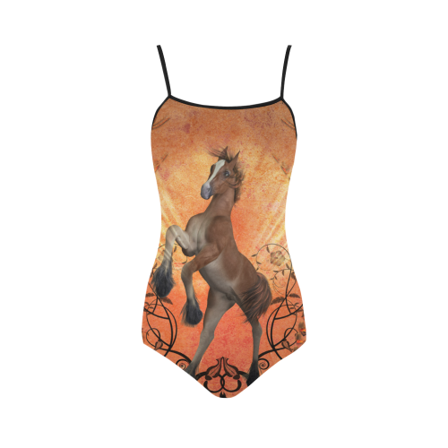 Awesome, cute foal with floral elements Strap Swimsuit ( Model S05)