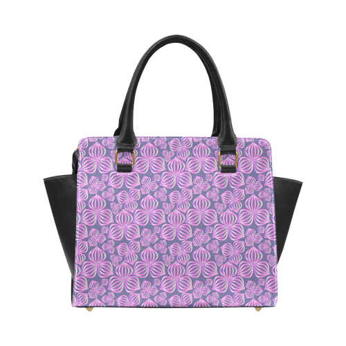 Modern abstract FLOWERS pattern - pink blue Classic Shoulder Handbag (Model 1653)