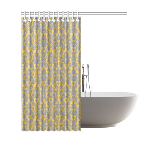 Autumn Fall Mustard Yellow Grey Damask Shower Curtain 69 X72 Id