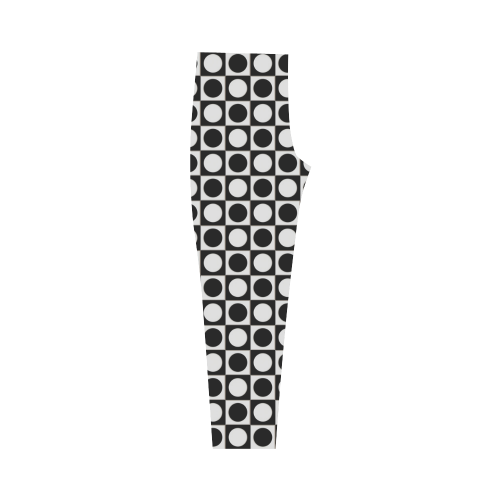 Modern DOTS in SQUARES pattern - black white Capri Legging (Model L02)