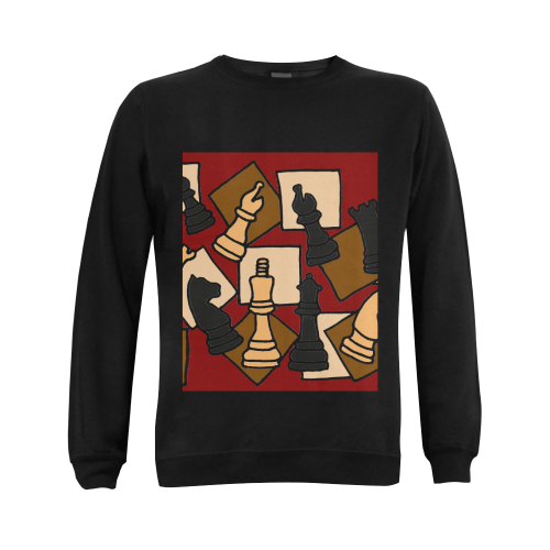 Chess Game Pieces Abstract Art Gildan Crewneck Sweatshirt(NEW) (Model H01)
