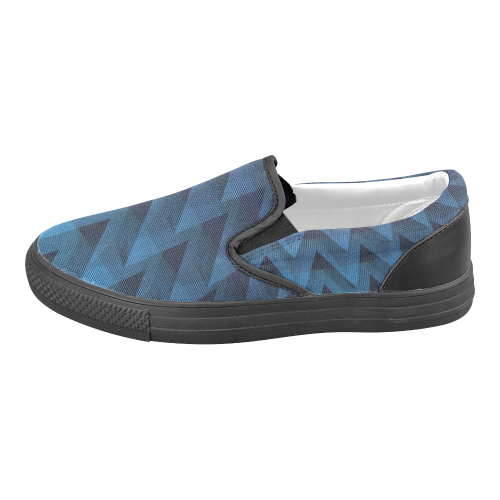 3-D Chevrons (Slate Blue) Men's Slip-on Canvas Shoes (Model 019)