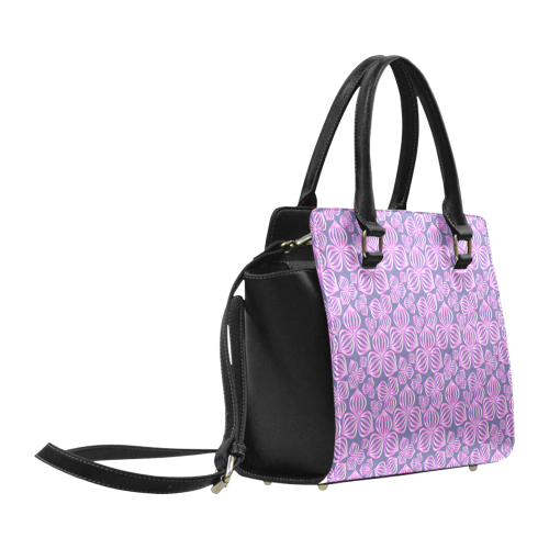 Modern abstract FLOWERS pattern - pink blue Classic Shoulder Handbag (Model 1653)