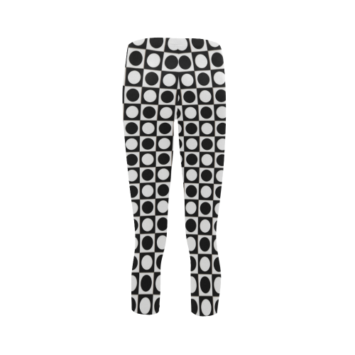 Modern DOTS in SQUARES pattern - black white Capri Legging (Model L02)