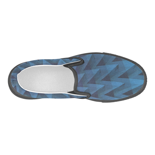 3-D Chevrons (Slate Blue) Men's Slip-on Canvas Shoes (Model 019)