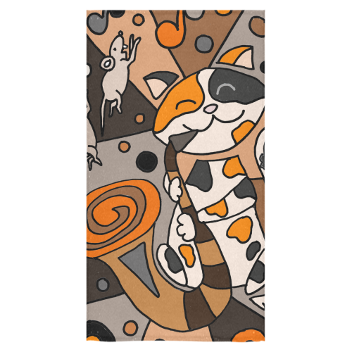 Funny Calico Cat Playing Saxophone Bath Towel 30"x56"