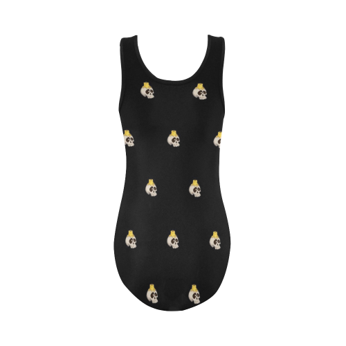 halloween - skull with candle pattern Vest One Piece Swimsuit (Model S04)