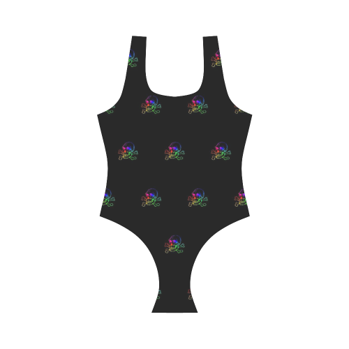 Skull 816 (Halloween) rainbow pattern Vest One Piece Swimsuit (Model S04)