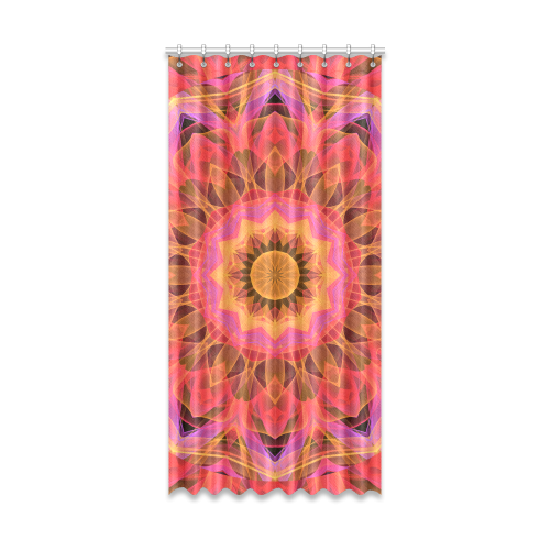 Abstract Peach Violet Mandala Ribbon Candy Lace Window Curtain 52" x 108"(One Piece)