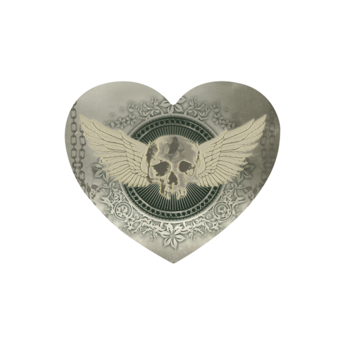 Skull with wings and roses on vintage background Heart-shaped Mousepad