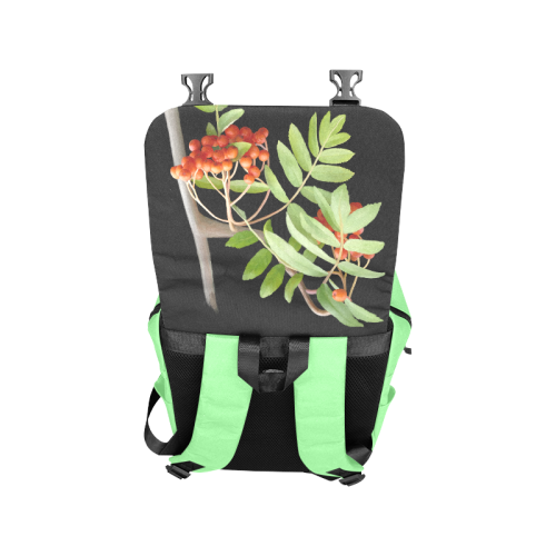 Rowan tree watercolor on green Casual Shoulders Backpack (Model 1623)