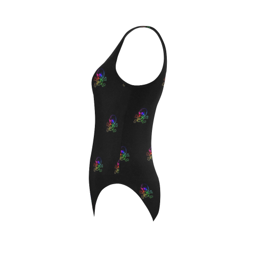 Skull 816 (Halloween) rainbow pattern Vest One Piece Swimsuit (Model S04)