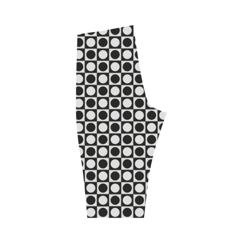 Modern DOTS in SQUARES pattern - black white Hestia Cropped Leggings (Model L03)