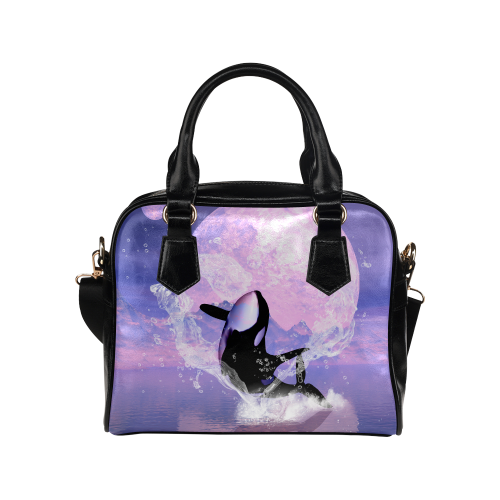 Awesome orca jumping by a heart