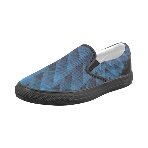 3-D Chevrons (Slate Blue) Men's Slip-on Canvas Shoes (Model 019)