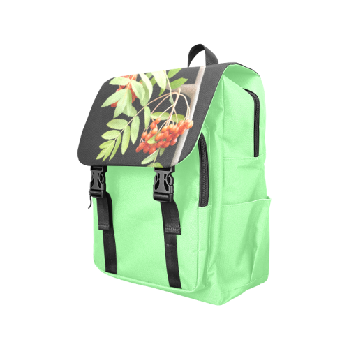 Rowan tree watercolor on green Casual Shoulders Backpack (Model 1623)