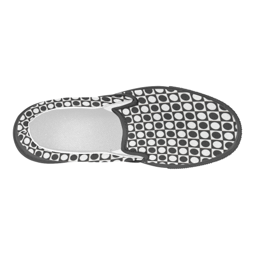 Modern DOTS in SQUARES pattern - black white Men's Slip-on Canvas Shoes (Model 019)