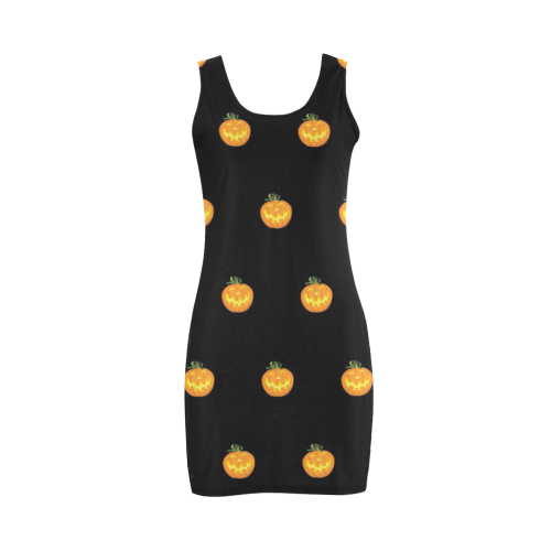 Halloween pumpkin pattern Medea Vest Dress (Model D06)