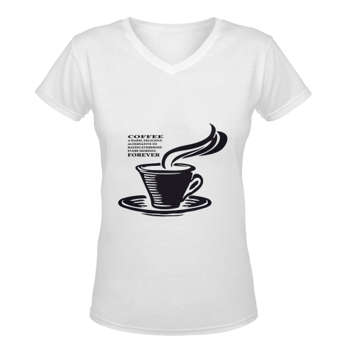 Coffee! Women's Deep V-neck T-shirt (Model T19)