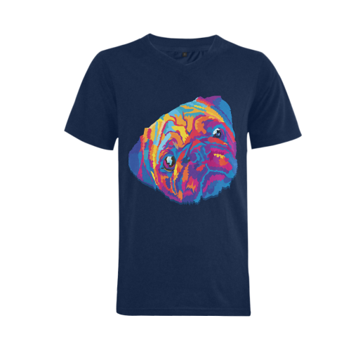pop art pug Men's V-Neck T-shirt (USA Size) (Model T10)
