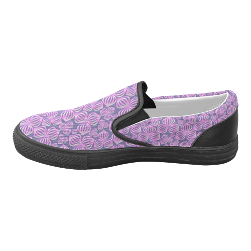 Modern abstract FLOWERS pattern - pink blue Men's Unusual Slip-on Canvas Shoes (Model 019)
