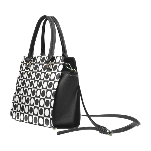 Modern DOTS in SQUARES pattern - black white Classic Shoulder Handbag (Model 1653)