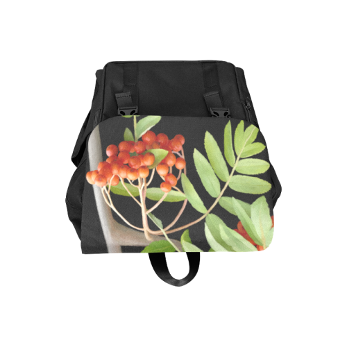 Rowan tree watercolor on black Casual Shoulders Backpack (Model 1623)