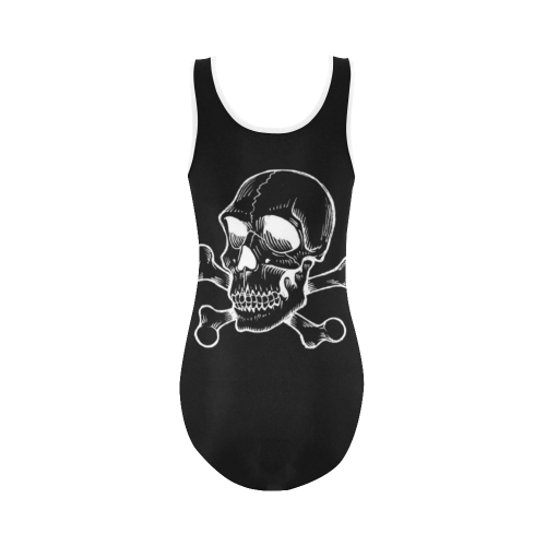 Skull 816 (Halloween) Vest One Piece Swimsuit (Model S04)